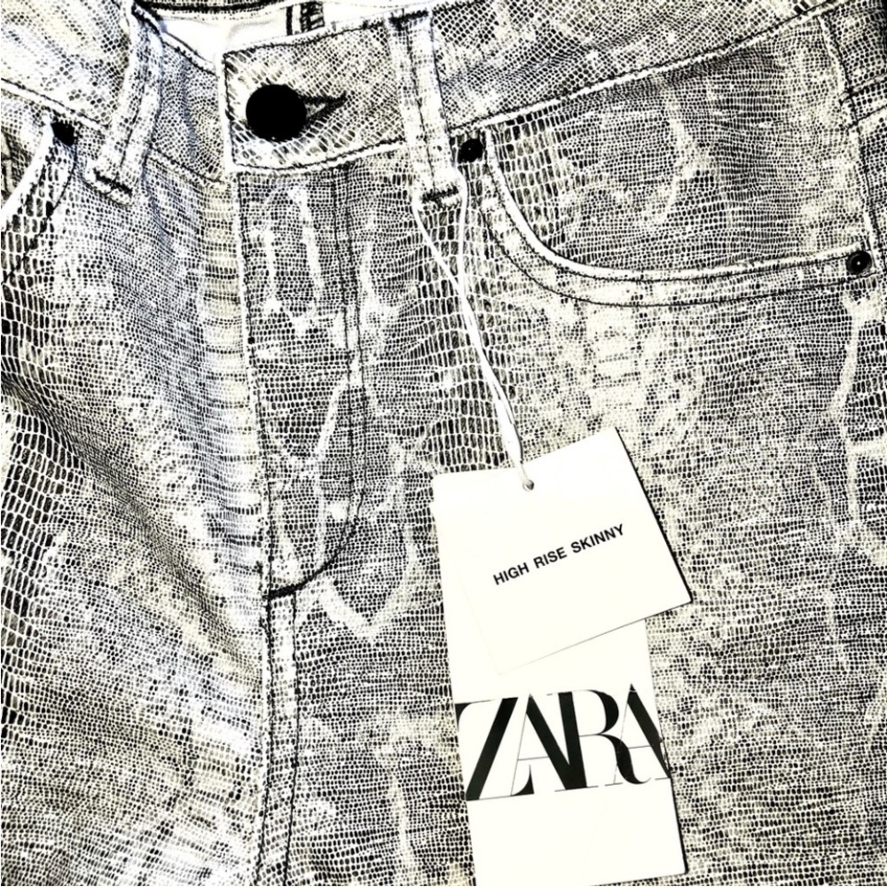 Zara High Rise Skinny Jeans Snakeprint Women’s Size 6 - Picture 3 of 8